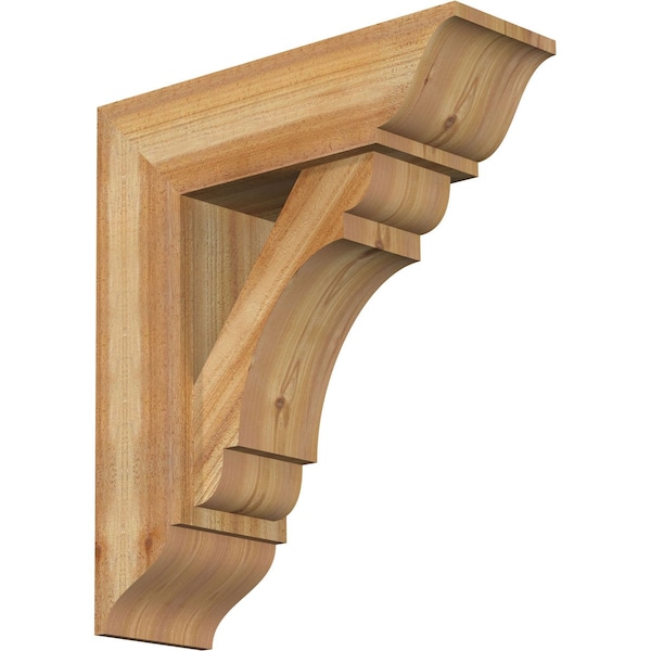 Ekena Millwork Olympic Traditional Rough Sawn Bracket w/ Offset Brace, Western Red Cedar, 8"W x 24"D x 28"H BKT0806X24X28OLY01RWR - main